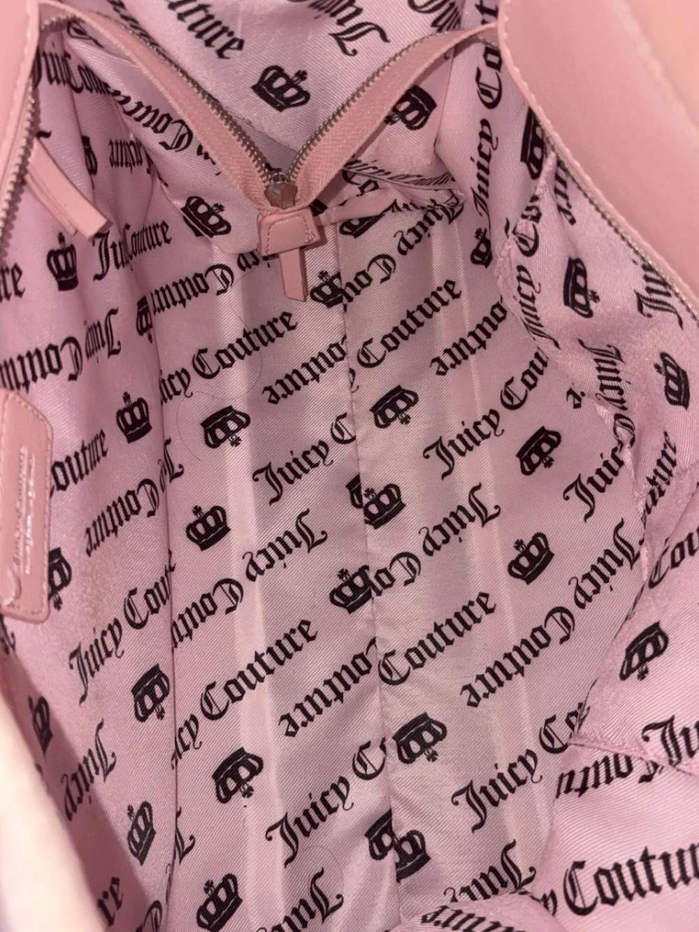 Juicy Couture Blush Pink Crystal Logo Tote with Studded Pouch
